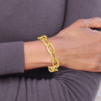 14k Polished Scratch-finish Fancy Link Bracelet - Image 4