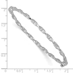 14K with White Rhodium Plating Polished Textured Twisted Hinged Bangle - Image 2