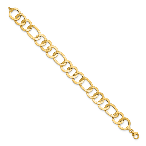 14K Polished Textured Fancy Link Bracelet - Image 2