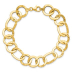 14K Polished Textured Fancy Link Bracelet - Image 4