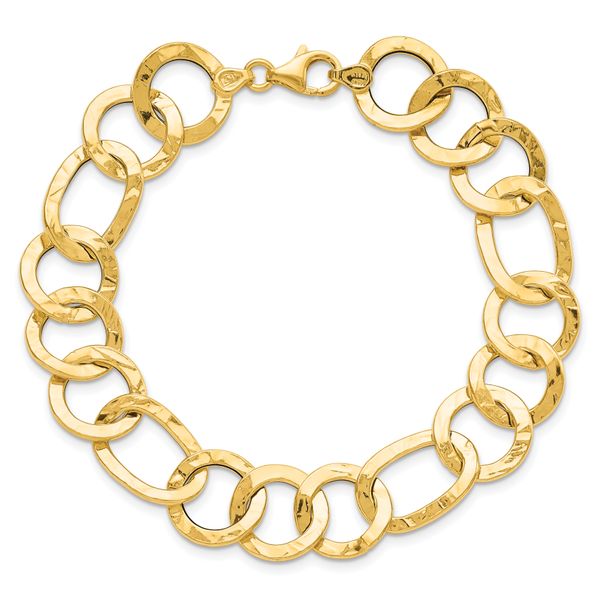 14K Polished Textured Fancy Link Bracelet - Image 4