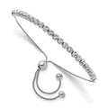 14K White Gold Polished D/C Beaded Bolo Adj. Bracelet