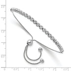 14K White Gold Polished D/C Beaded Bolo Adj. Bracelet - Image 2