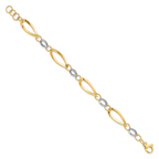 Leslie's 14K Two-tone Polished and D/C Link w/1/2in. ext. Bracelet - Image 3