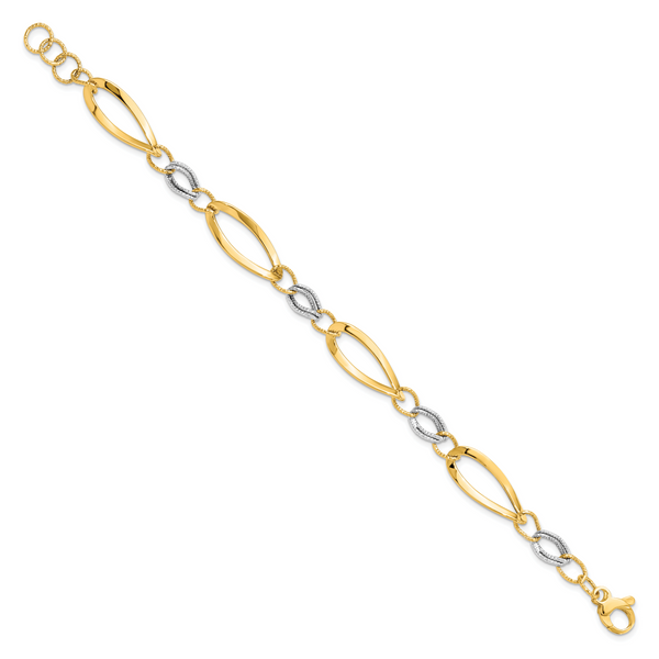 Leslie's 14K Two-tone Polished and D/C Link w/1/2in. ext. Bracelet - Image 3