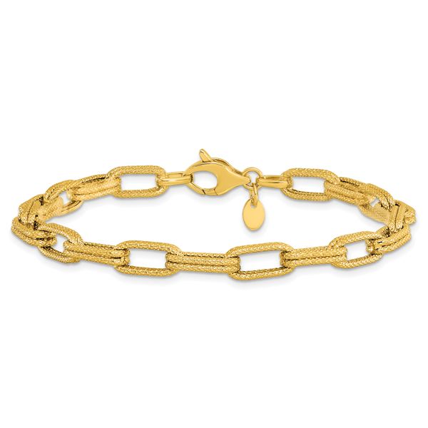 Leslie's 14k Polished Textured Fancy Link Bracelet - Image 3
