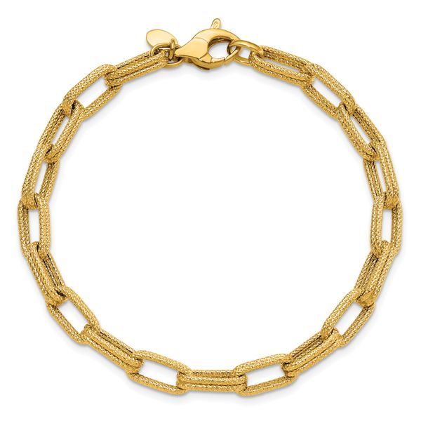 Leslie's 14k Polished Textured Fancy Link Bracelet - Image 4