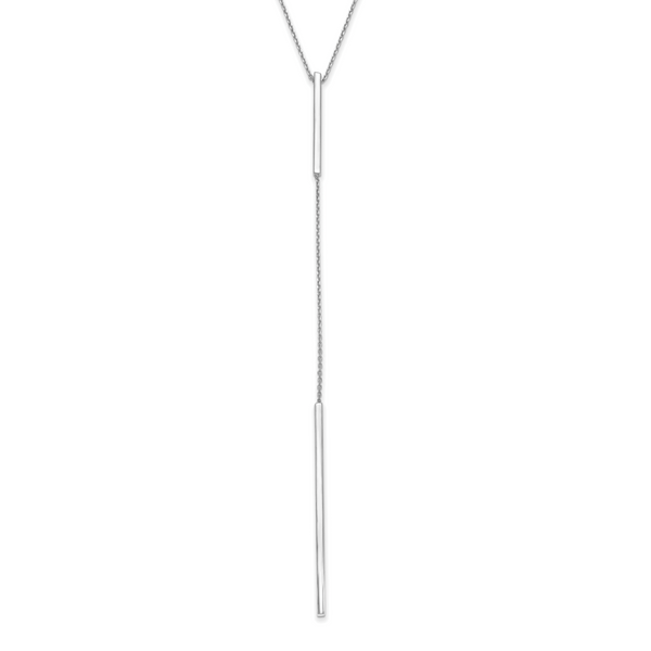 Leslie's 14K White Gold Polished Y-drop Bar w/ 1in ext. Necklace