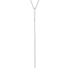 Leslie's 14K White Gold Polished Y-drop Bar w/ 1in ext. Necklace