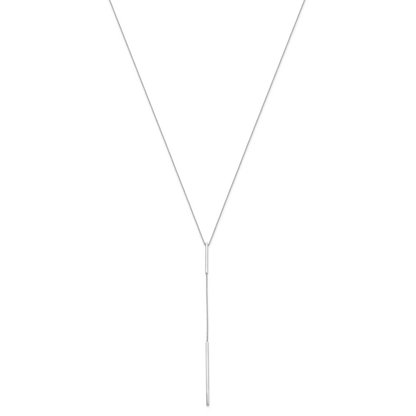 Leslie's 14K White Gold Polished Y-drop Bar w/ 1in ext. Necklace - Image 2