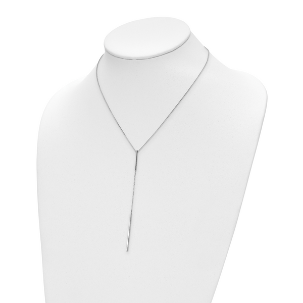 Leslie's 14K White Gold Polished Y-drop Bar w/ 1in ext. Necklace - Image 3