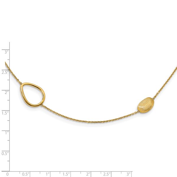 14K Polished and Scratch-finish Beaded Necklace - Image 4