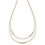 Leslie's 14K Polished D/C Beaded 2-strand w/ .75in ext Necklace - Image 2