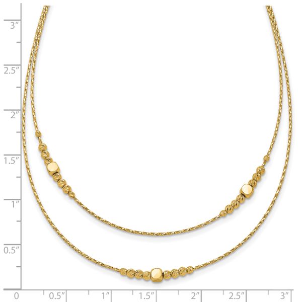 Leslie's 14K Polished D/C Beaded 2-strand w/ .75in ext Necklace - Image 3