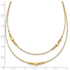 Leslie's 14K Polished D/C Beaded 2-strand w/ .75in ext Necklace - Image 3
