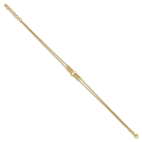 Leslie's 14K Polished D/C Beaded 2-strand w/ 1in ext Bracelet - Image 2
