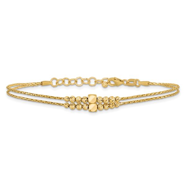 Leslie's 14K Polished D/C Beaded 2-strand w/ 1in ext Bracelet - Image 3