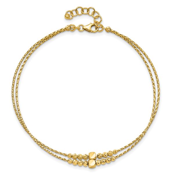 Leslie's 14K Polished D/C Beaded 2-strand w/ 1in ext Bracelet - Image 4