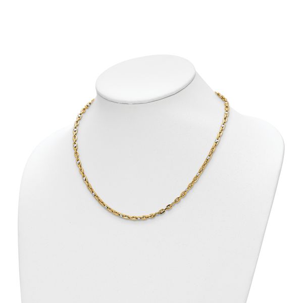 14K Two-tone Polished Link Necklace - Image 2