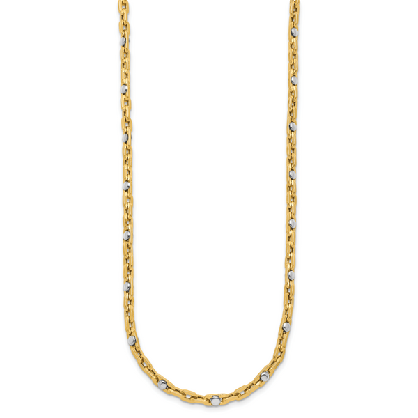 14K Two-tone Polished Link Necklace - Image 3
