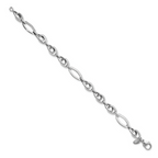 14k White Gold Polished Textured Fancy Link Bracelet - Image 2