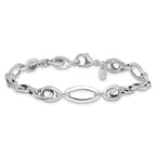 14k White Gold Polished Textured Fancy Link Bracelet - Image 3