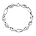 14k White Gold Polished Textured Fancy Link Bracelet - Image 4