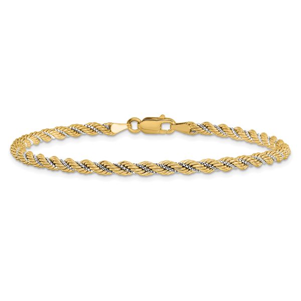 Leslie's 14K Two-tone Polished Textured Rope Bracelet - Image 3