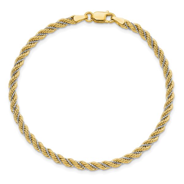 Leslie's 14K Two-tone Polished Textured Rope Bracelet - Image 4