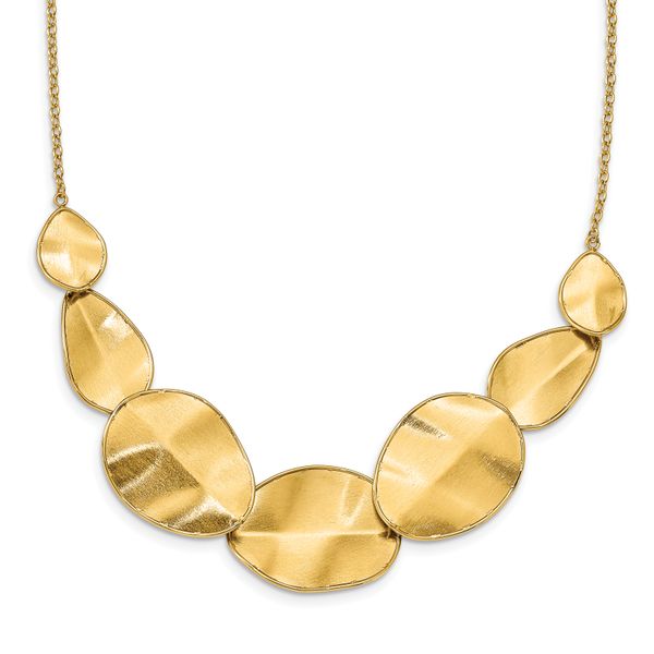 Leslie's 14k Polished Textured w/ 2in ext Necklace