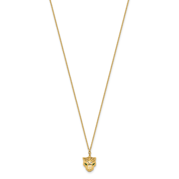 14k Polished D/C Green Enamel Tiger Necklace - Image 3