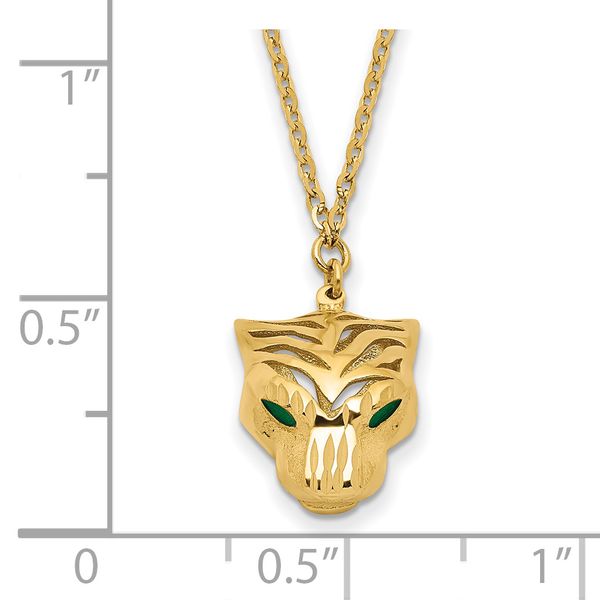 14k Polished D/C Green Enamel Tiger Necklace - Image 4