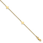 14k Polished Cross 9in w/ 1in ext. Anklet