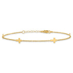 14k Polished Cross 9in w/ 1in ext. Anklet - Image 3
