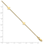14k Polished Cross 9in w/ 1in ext. Anklet - Image 4