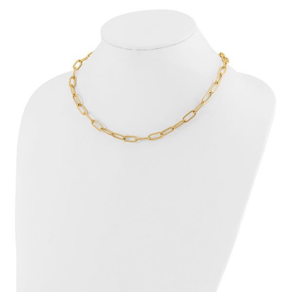 Leslie's 14k Polished Textured Oval Link Necklace - Image 2