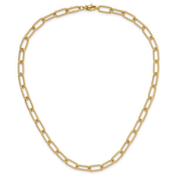 Leslie's 14k Polished Textured Oval Link Necklace - Image 3
