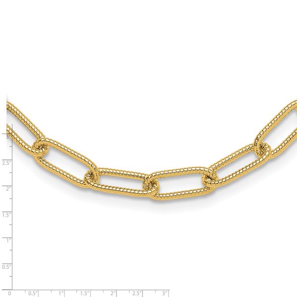 Leslie's 14k Polished Textured Oval Link Necklace - Image 4