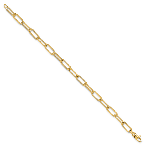 Leslie's 14k Polished Textured Oval Link Bracelet - Image 2