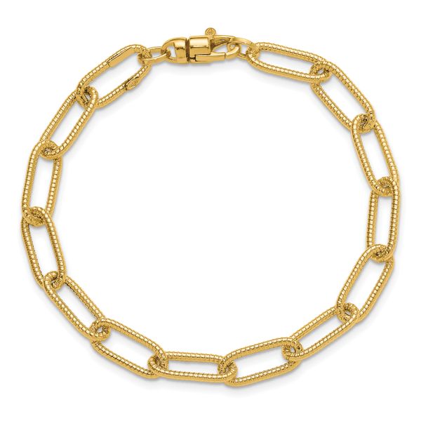 Leslie's 14k Polished Textured Oval Link Bracelet - Image 4