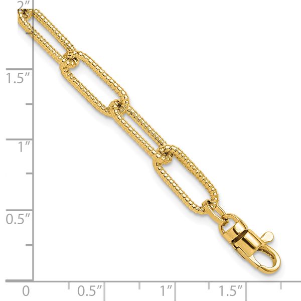 Leslie's 14k Polished Textured Oval Link Bracelet - Image 5