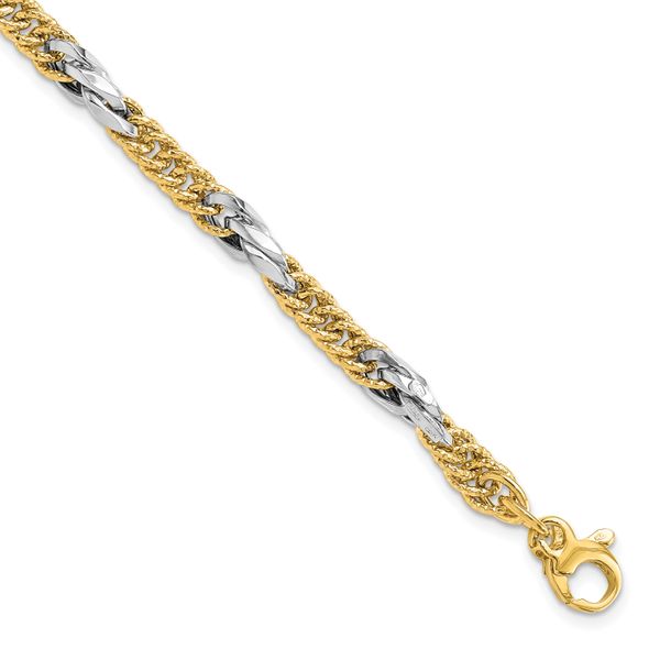 Leslie's 14k Two-tone Polished D/C Link w/ .5in ext. Bracelet