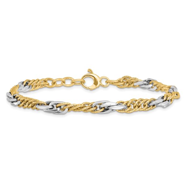 Leslie's 14k Two-tone Polished D/C Link w/ .5in ext. Bracelet - Image 3