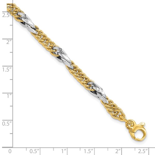 Leslie's 14k Two-tone Polished D/C Link w/ .5in ext. Bracelet - Image 4