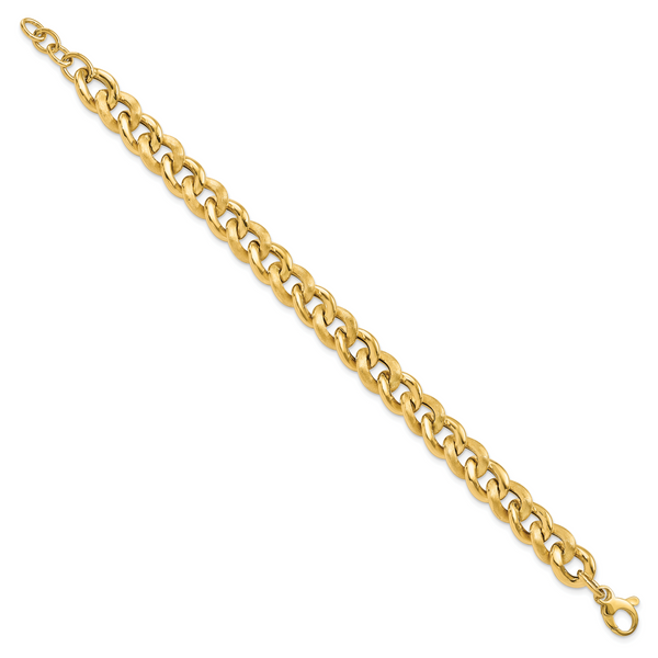 14k Polished Scratch-finish Link w/ .75in ext. Bracelet - Image 2