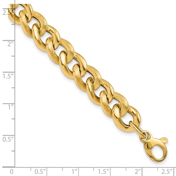 14k Polished Scratch-finish Link w/ .75in ext. Bracelet - Image 4