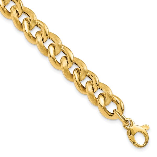 14k Polished Scratch-finish Link w/ .75in ext. Bracelet