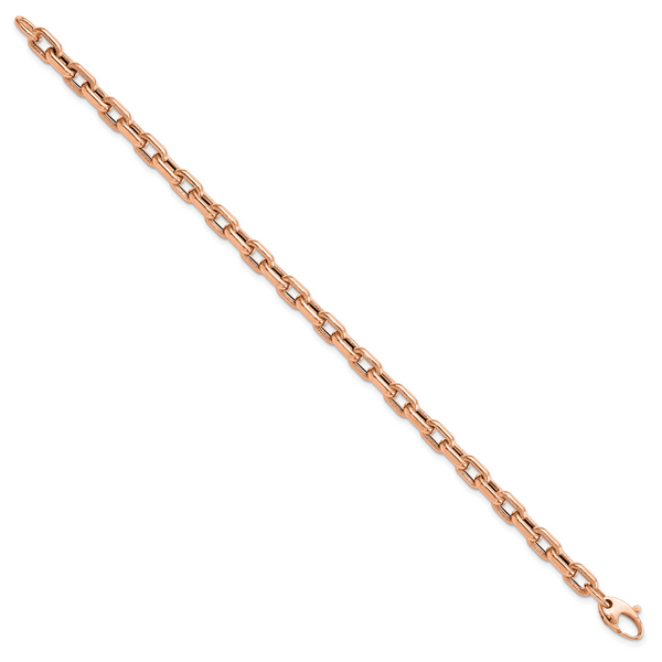 Leslie's 14K Rose Gold Polished and Textured Fancy Link Bracelet - Image 2