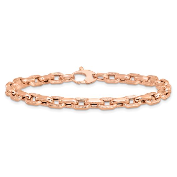 Leslie's 14K Rose Gold Polished and Textured Fancy Link Bracelet - Image 3