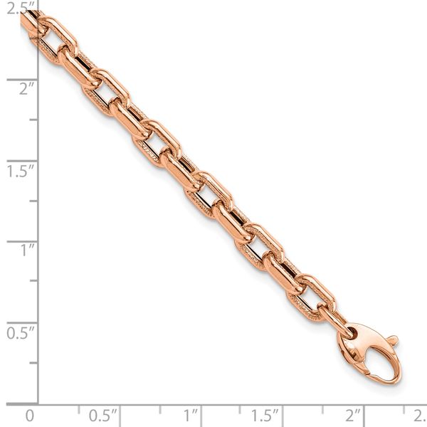 Leslie's 14K Rose Gold Polished and Textured Fancy Link Bracelet - Image 4